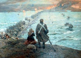 Лев Толстой во время войны собрал материал для своих произведений. Картина: Рубо Ф.А. Последний взгляд.
