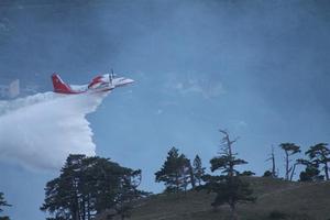 Для борьбы с огнем пришлось привлечь авиацию. Фото пресс-службы ГУ МЧС Крыма.