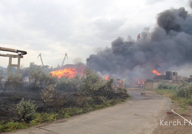 Пожар начался за территорией порта. Фото: Kerch.fm