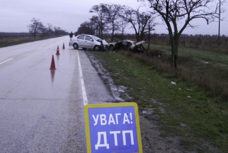 В аварии погиб водитель авто. Фото пресс-службы УГАИ МВД Украины в АРК